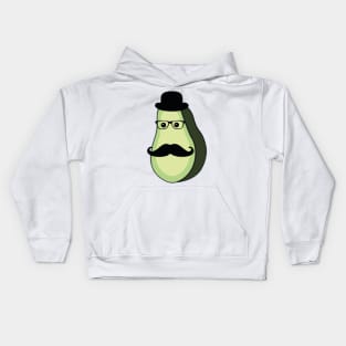 Fruit genius avacado with hat and mustach Kids Hoodie